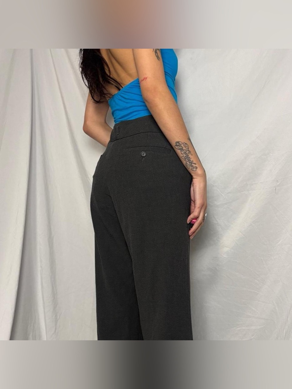 Dark Grey Wide Leg Old Navy Trouser Pants Size 6 - Picture 2 of 6